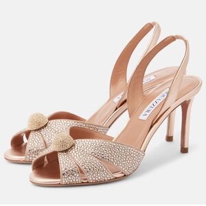 Aquazzura Italian Flirt Womens Slingback Sandals In Gold Size 36